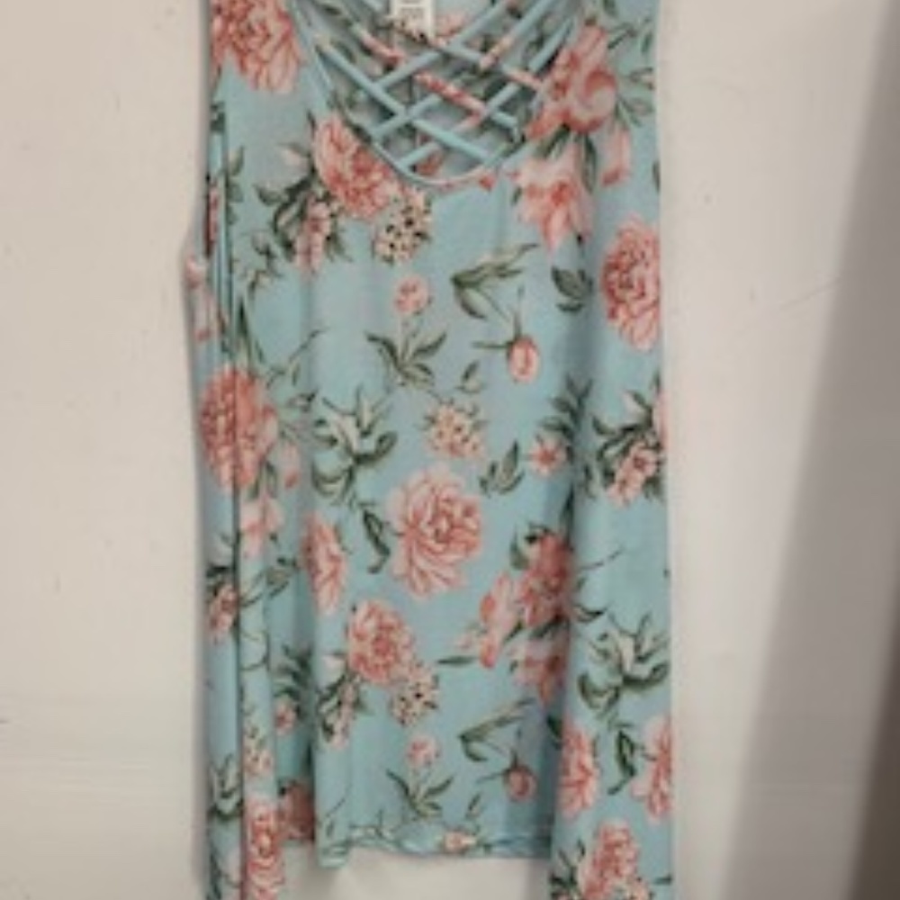 Floral Mint Criss Cross Top Small